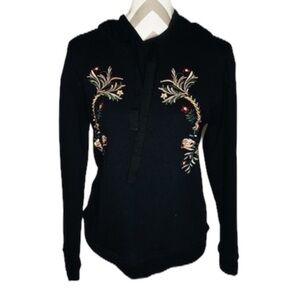 ROMEO & Juliette Black Floral Embroidered hoodie